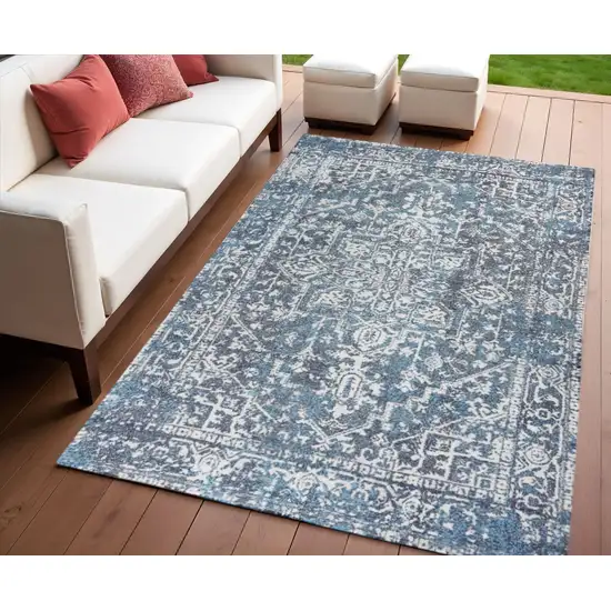 Gray Geometric Handmade Indoor Outdoor Area Rug Photo 1