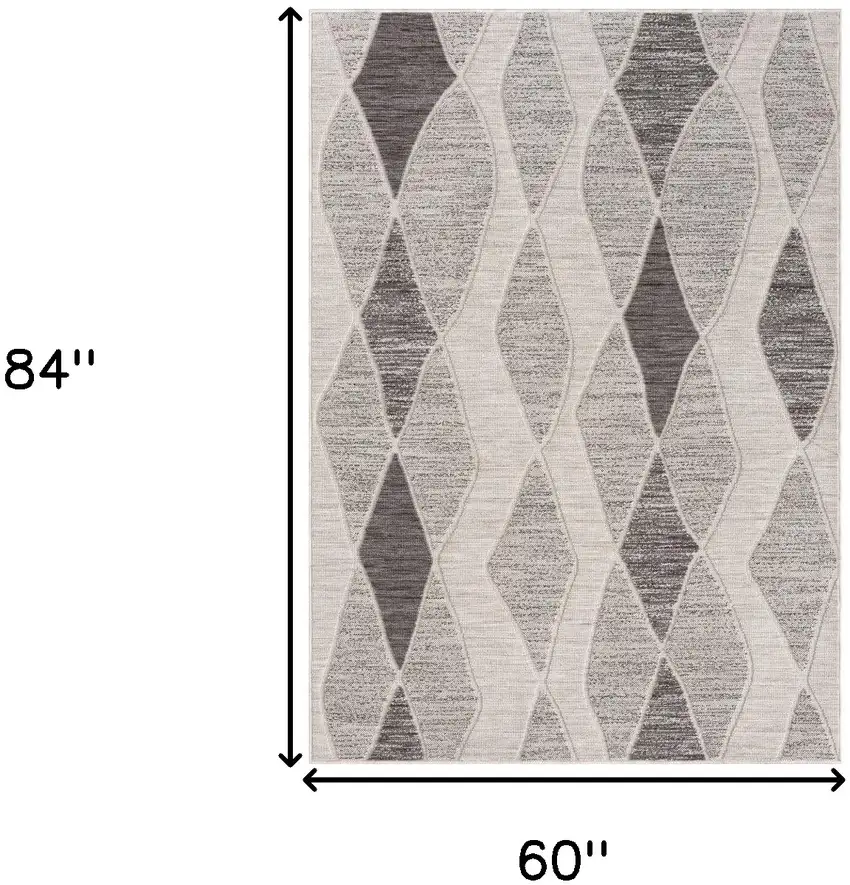 Gray Geometric Indoor Outdoor Area Rug Photo 3