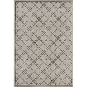 Photo of Gray Geometric Lattice Area Rug