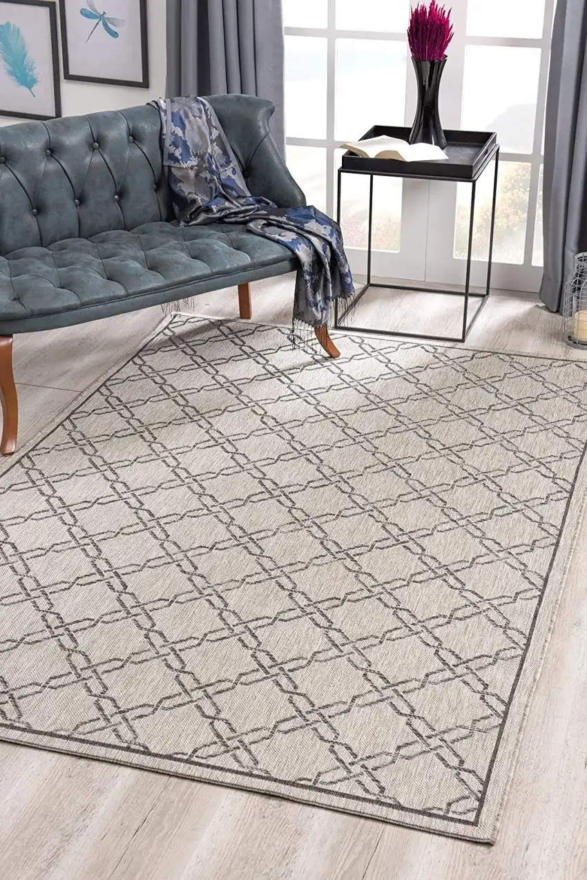 Gray Geometric Lattice Area Rug Photo 4