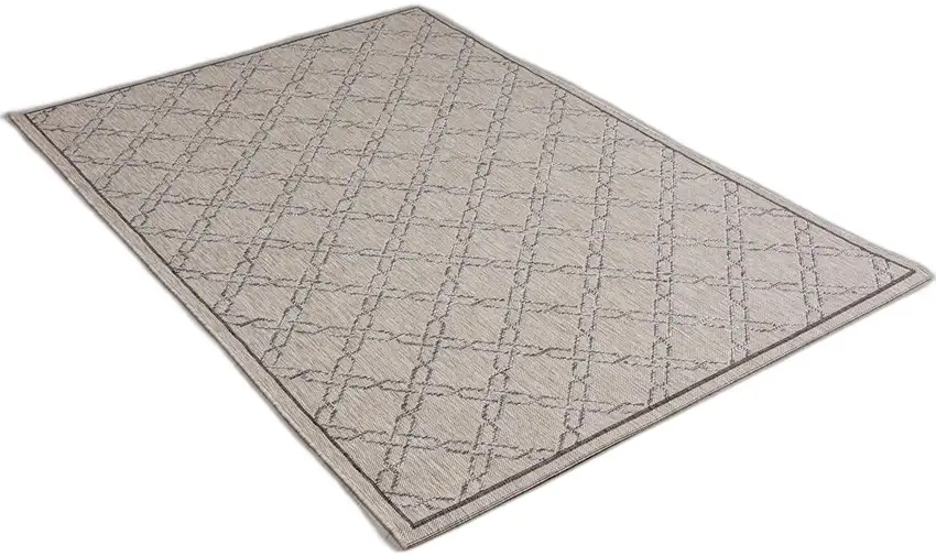 10' Gray Geometric Power Loom Runner Rug Photo 1