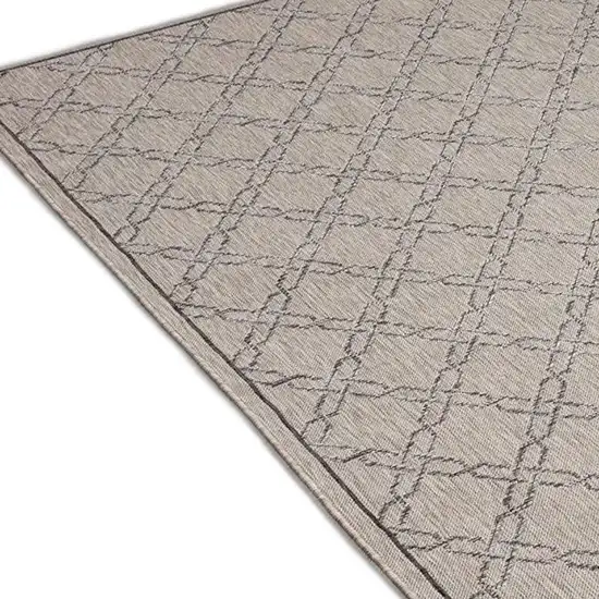 10' Gray Geometric Power Loom Runner Rug Photo 2