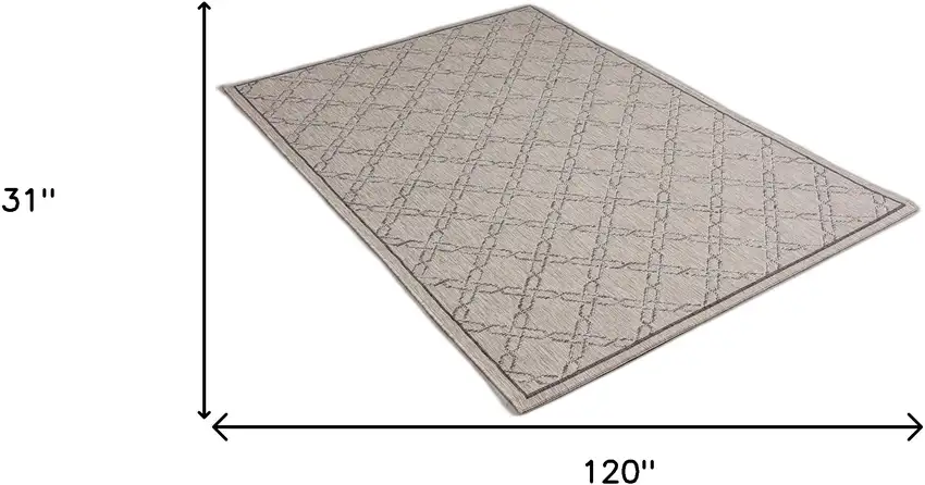10' Gray Geometric Power Loom Runner Rug Photo 7