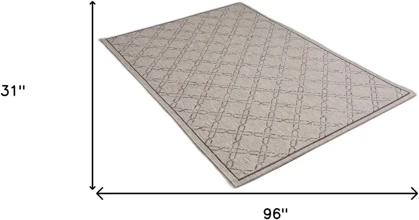 8' Gray Geometric Power Loom Runner Rug Photo 7