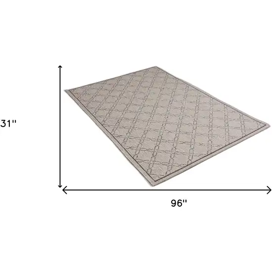 8' Gray Geometric Power Loom Runner Rug Photo 7