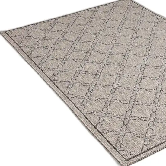 8' Gray Geometric Power Loom Runner Rug Photo 2