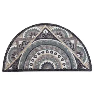 Photo of Gray Geometric Medallion Hearth Rug