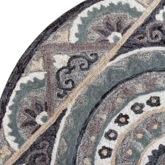 Blue and Gray Wool Hand Woven Hearth Rug Photo 5
