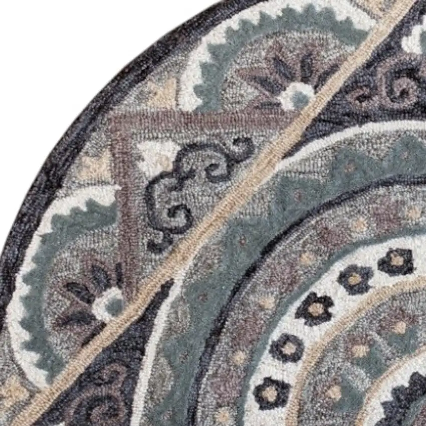 Blue and Gray Wool Hand Woven Hearth Rug Photo 5