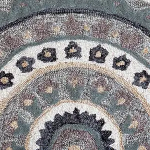 Photo of Gray Geometric Medallion Hearth Rug