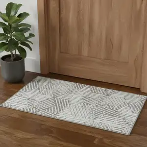 Photo of Gray Geometric Power Loom Area Rug