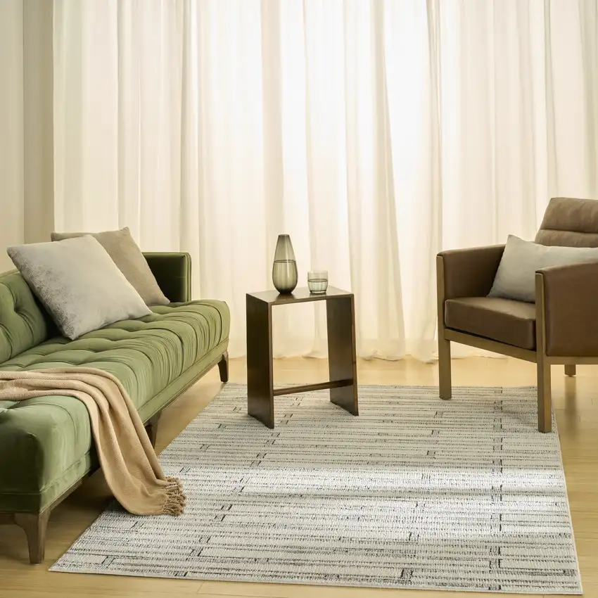 Gray Geometric Power Loom Area Rug Photo 7