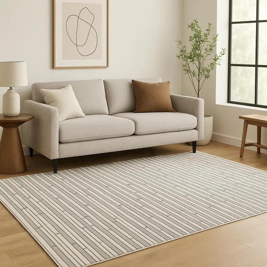 Gray Geometric Power Loom Area Rug Photo 1