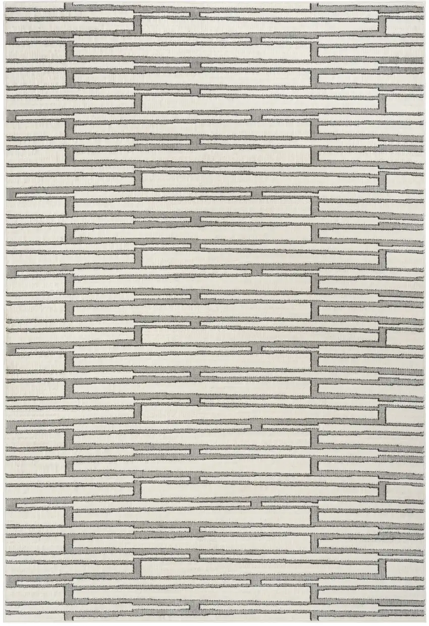 Gray Geometric Power Loom Area Rug Photo 8