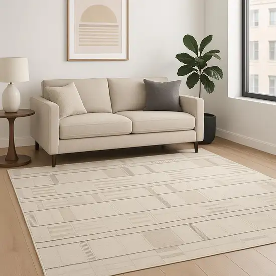 Gray Geometric Power Loom Area Rug Photo 1