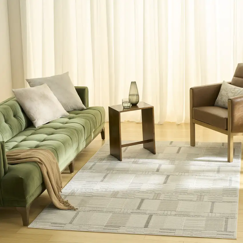 Gray Geometric Power Loom Area Rug Photo 7