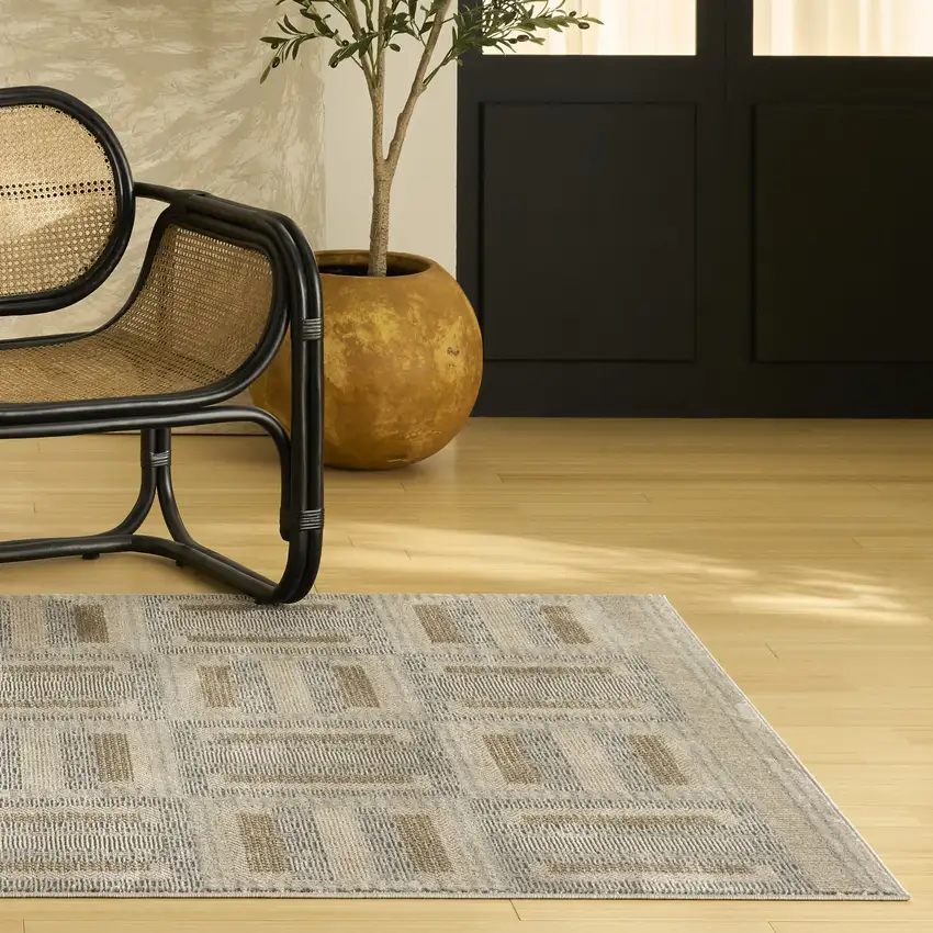 Gray Geometric Power Loom Area Rug Photo 5