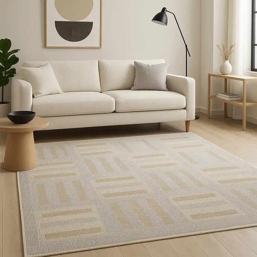 Gray Geometric Power Loom Area Rug Photo 1