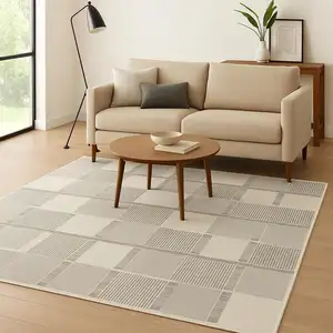 Photo of Gray Geometric Power Loom Area Rug