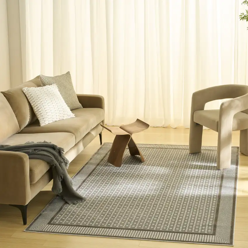 Gray Geometric Power Loom Area Rug Photo 5