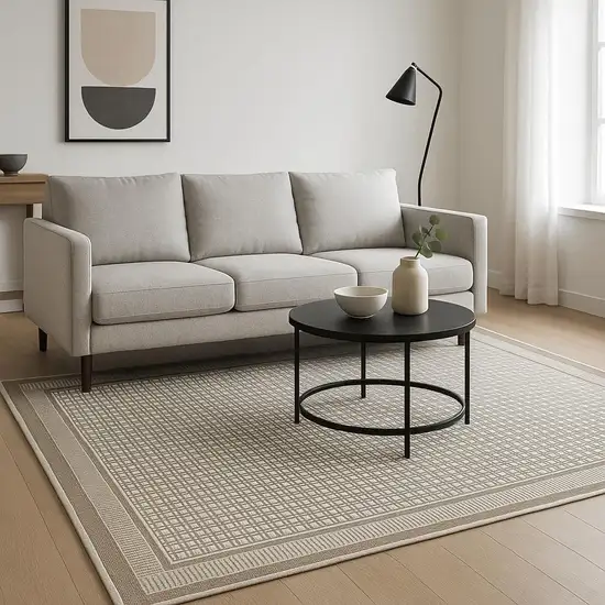 Gray Geometric Power Loom Area Rug Photo 1