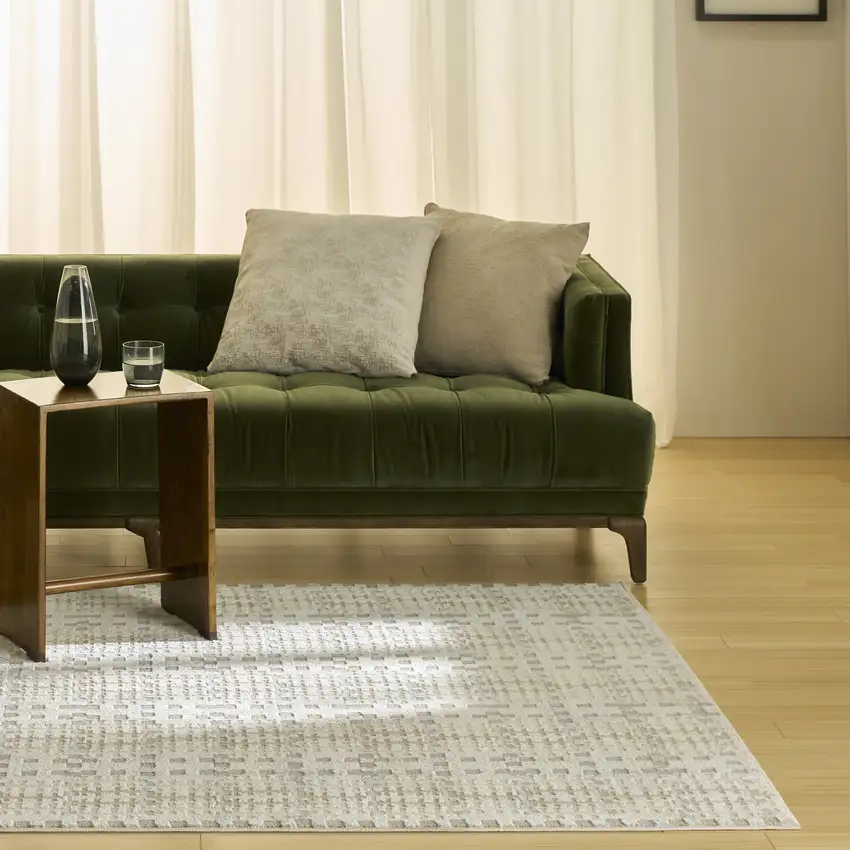 Gray Geometric Power Loom Area Rug Photo 3