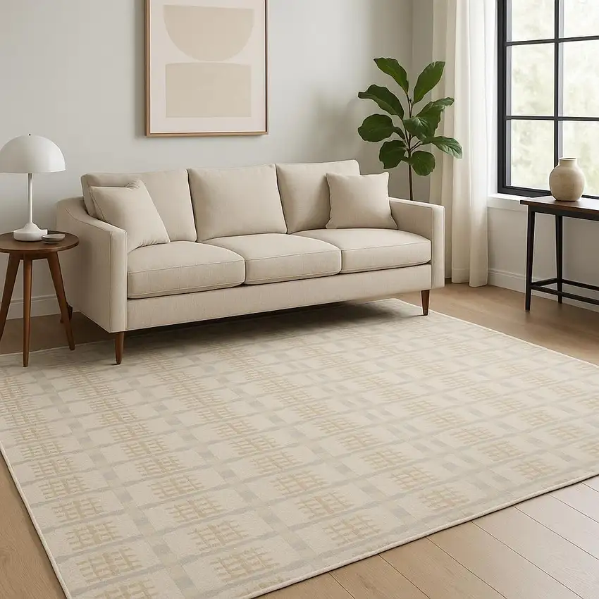 Gray Geometric Power Loom Area Rug Photo 1