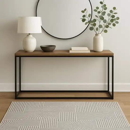 Gray Geometric Power Loom Area Rug Photo 1