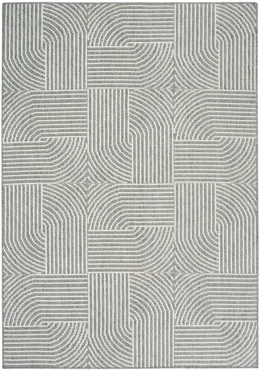 Gray Geometric Power Loom Area Rug Photo 4
