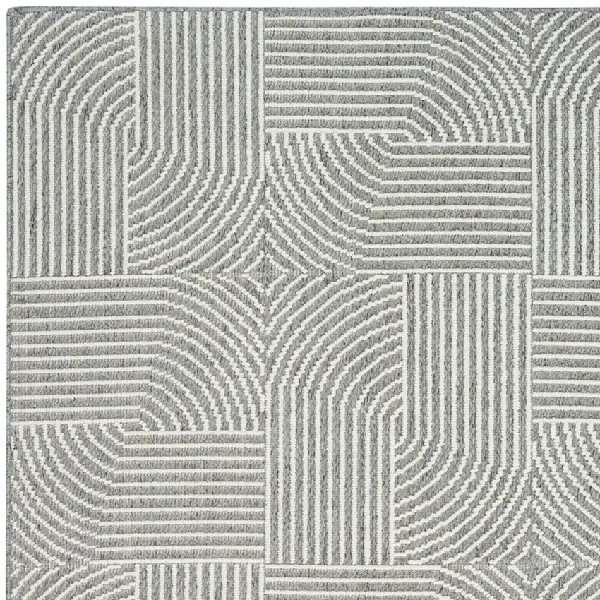 Gray Geometric Power Loom Area Rug Photo 8