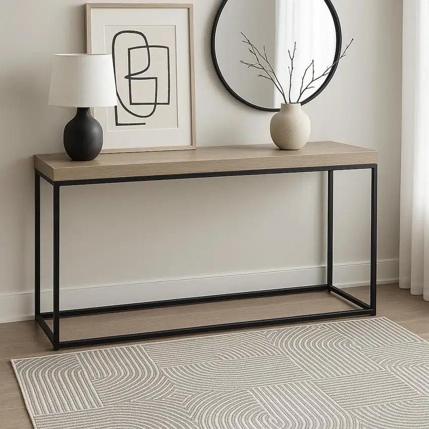 Gray Geometric Power Loom Area Rug Photo 1