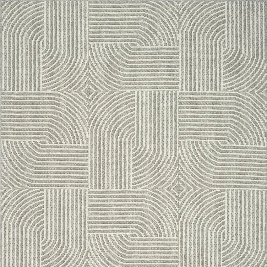 Gray Geometric Power Loom Area Rug Photo 4