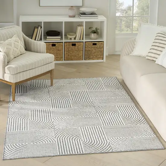 Gray Geometric Power Loom Area Rug Photo 6