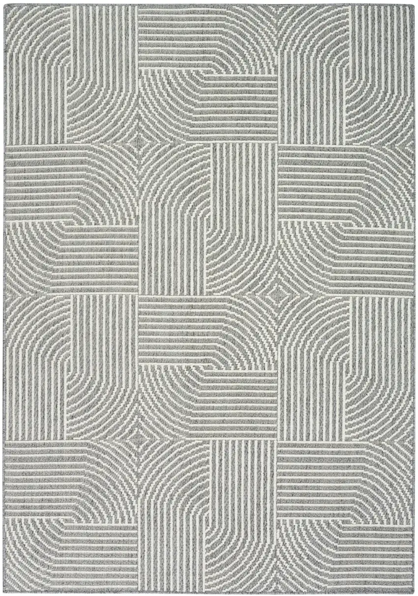 Gray Geometric Power Loom Area Rug Photo 2