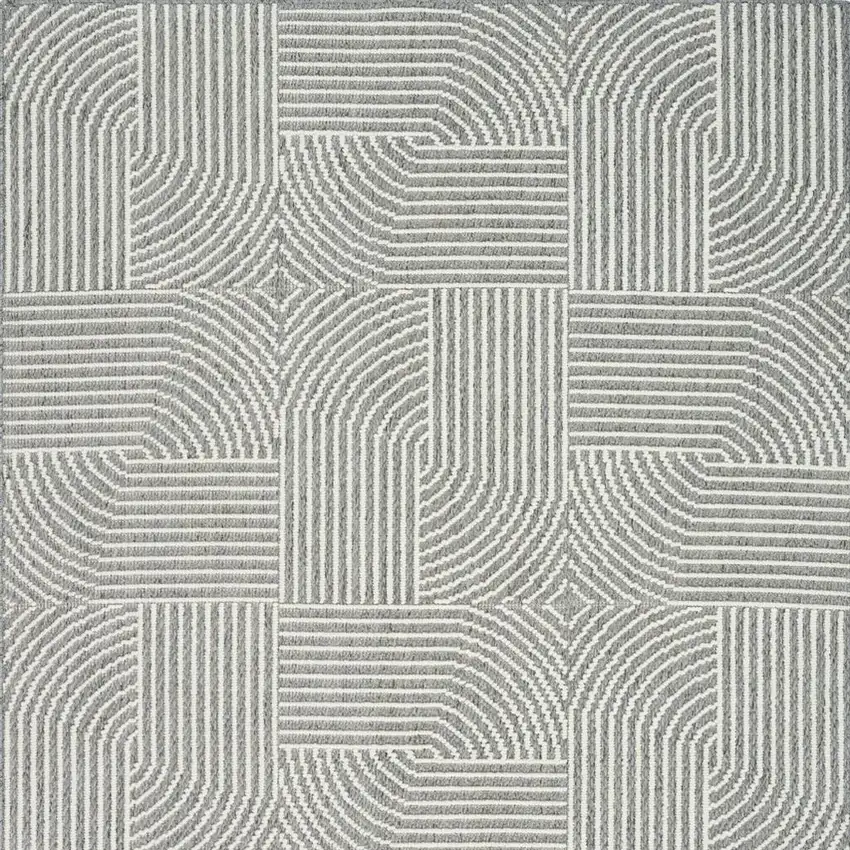Gray Geometric Power Loom Area Rug Photo 4