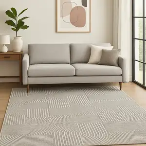Photo of Gray Geometric Power Loom Area Rug