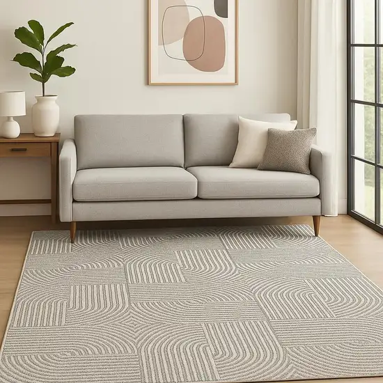 Gray Geometric Power Loom Area Rug Photo 1