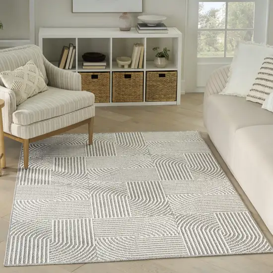 Gray Geometric Power Loom Area Rug Photo 4
