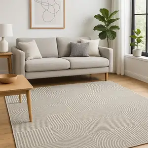 Photo of Gray Geometric Power Loom Area Rug