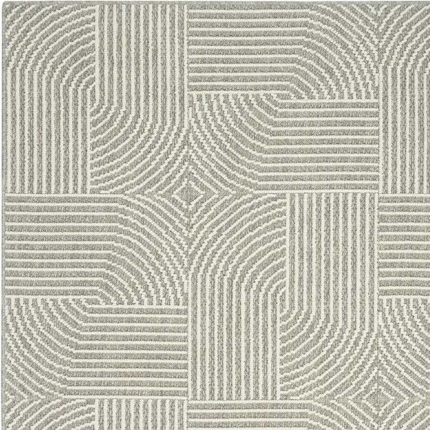 Gray Geometric Power Loom Area Rug Photo 6