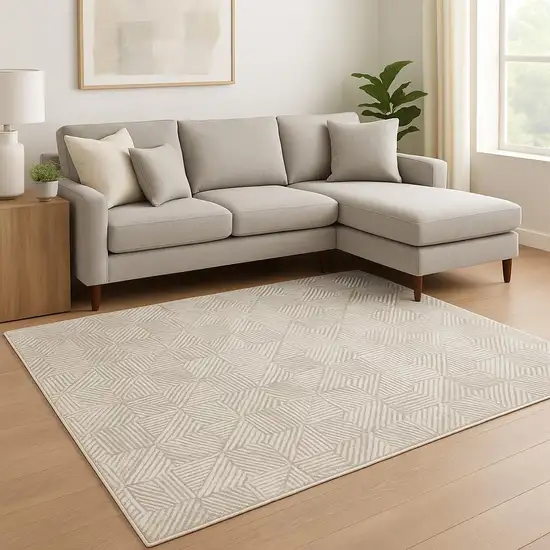 Gray Geometric Power Loom Area Rug Photo 1
