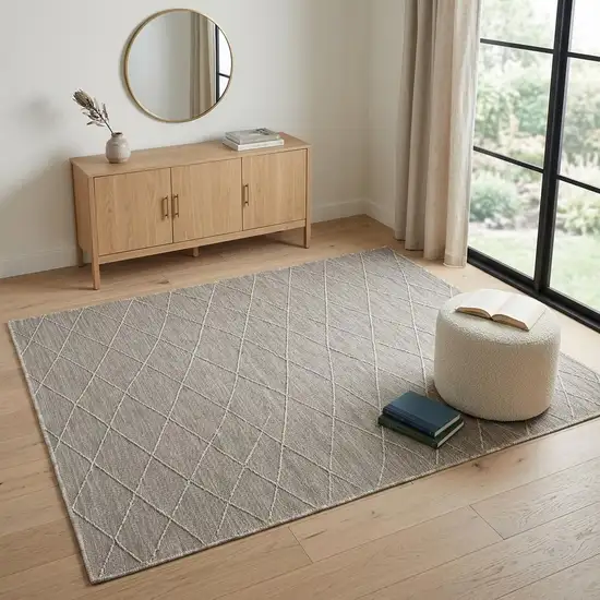 Gray Geometric Power Loom Non Skid Area Rug Photo 1