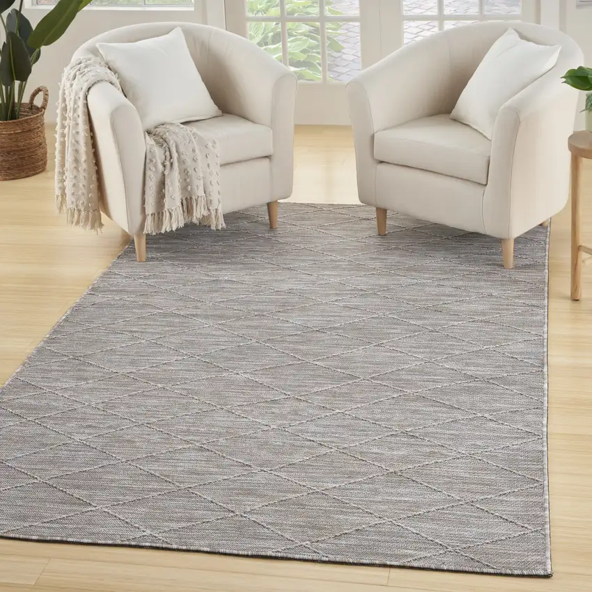 Gray Geometric Power Loom Non Skid Area Rug Photo 5
