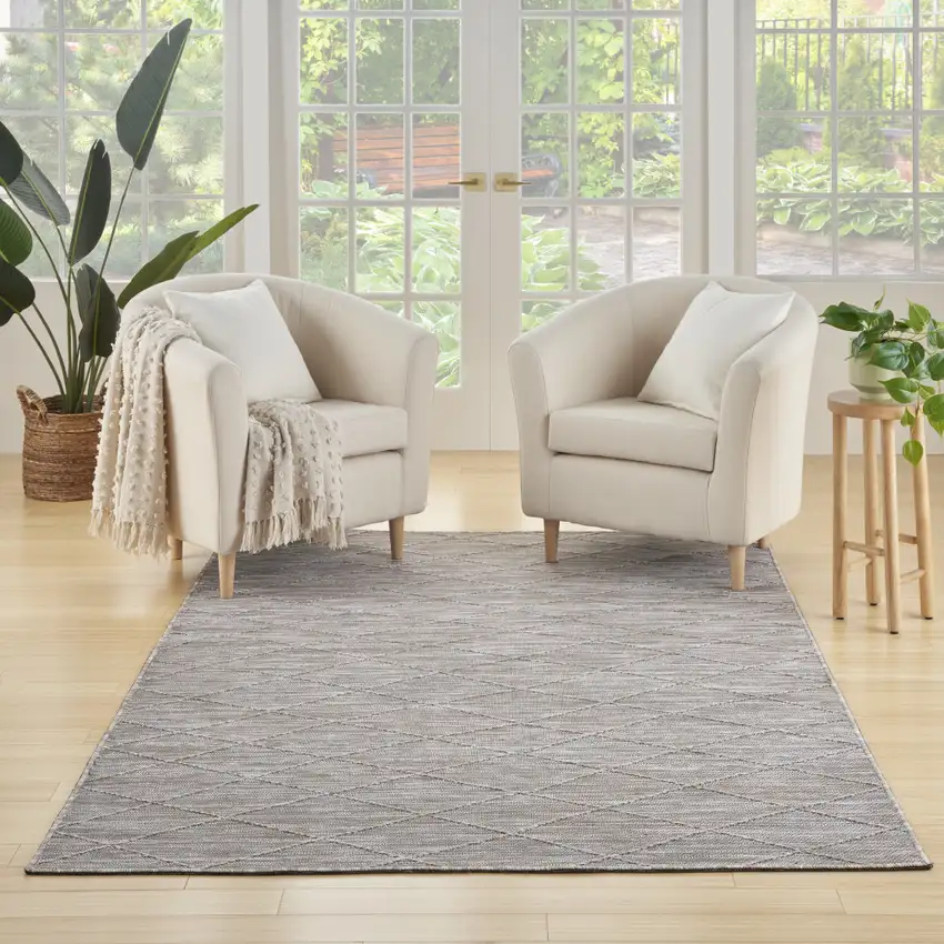 Gray Geometric Power Loom Non Skid Area Rug Photo 6