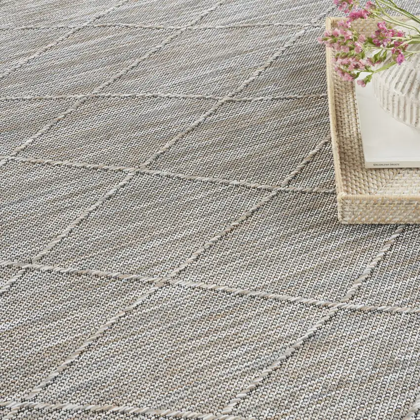 Gray Geometric Power Loom Non Skid Area Rug Photo 7