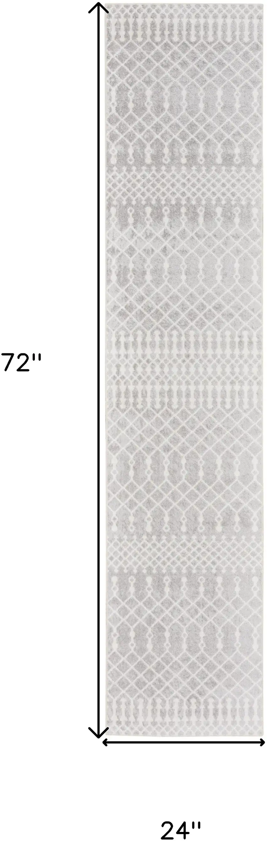 Gray Geometric Power Loom Runner Rug Photo 7