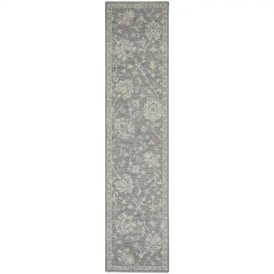 10' Gray Geometric Runner Rug Photo 1