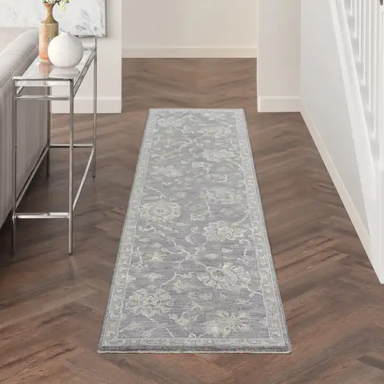 10' Gray Geometric Runner Rug Photo 2