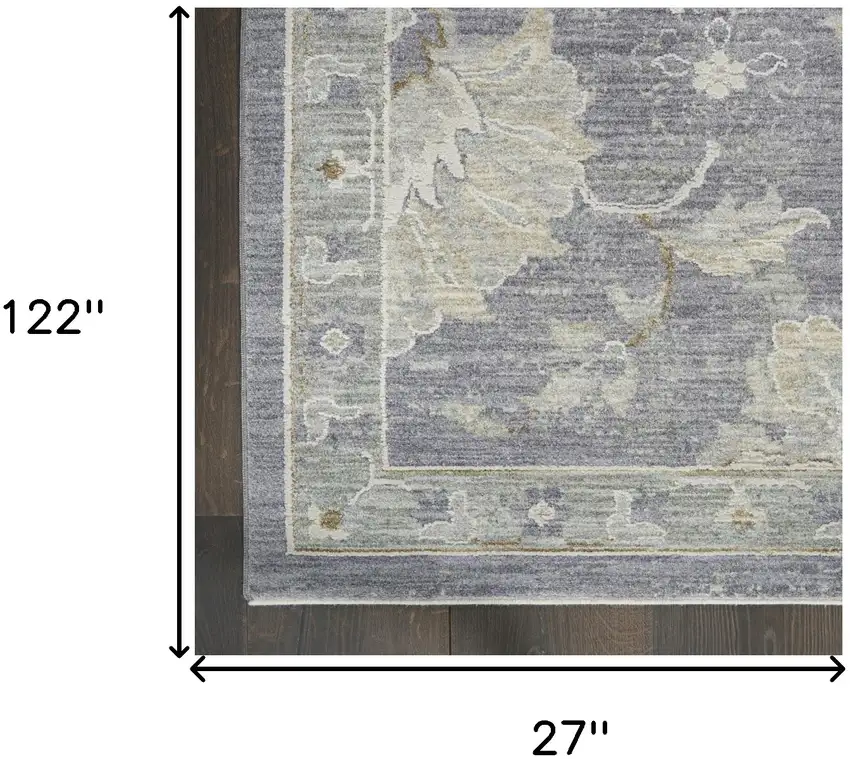 Gray Geometric Power Loom Runner Rug Photo 7