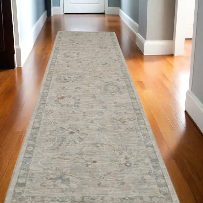 Gray Geometric Power Loom Runner Rug Photo 2